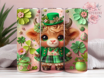 Irish Shamrock Highland Cow Tumbler, Shamrock Cow Tumbler, Stylish 20oz Wrap, Sublimation Design, Trendy Gift Idea, Irish Cow Wrap, Lucky Shamrock Tumbler Sublimation Li Zamperini 