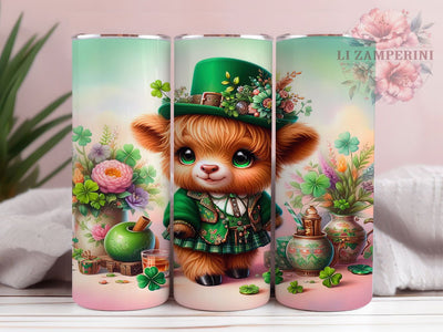 Irish Shamrock Highland Cow Tumbler, Shamrock Cow Tumbler, Stylish 20oz Wrap, Sublimation Design, Trendy Gift Idea, Irish Cow Wrap, Lucky Shamrock Tumbler Sublimation Li Zamperini 