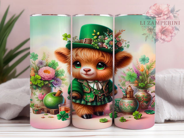Irish Shamrock Highland Cow Tumbler, Shamrock Cow Tumbler, Stylish 20oz Wrap, Sublimation Design, Trendy Gift Idea, Irish Cow Wrap, Lucky Shamrock Tumbler Sublimation Li Zamperini 