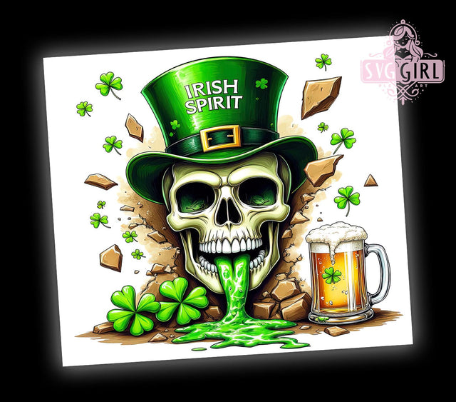 Irish Skull St. Patrick's 20oz Tumbler, St. Patrick's Day Tumbler, Irish Skull Cup, 20oz Sublimation, Skull Drinkware, Celtic Design Tumbler, Green Beer Mug, Unique St. Paddy's Gift Sublimation SvggirlplusArt 