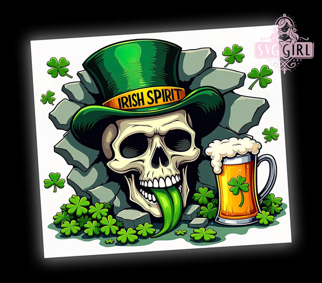 Irish Skull St. Patrick's 20oz Tumbler, St. Patrick's Day Tumbler, Irish Skull Cup, 20oz Sublimation, Skull Drinkware, Celtic Design Tumbler, Green Beer Mug, Unique St. Paddy's Gift Sublimation SvggirlplusArt 