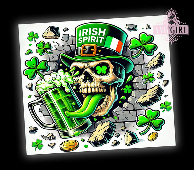 Irish Skull St. Patrick's 20oz Tumbler, St. Patrick's Day Tumbler, Irish Skull Cup, 20oz Sublimation, Skull Drinkware, Celtic Design Tumbler, Green Beer Mug, Unique St. Paddy's Gift Sublimation SvggirlplusArt 