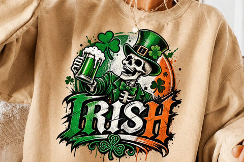 Irish St Patricks Day Skeleton Beer PNG SVG DesignDestine 