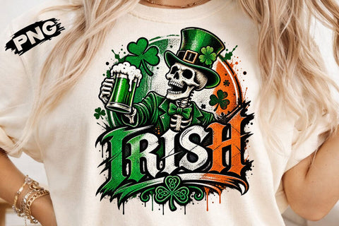 Irish St Patricks Day Skeleton Beer PNG SVG DesignDestine 