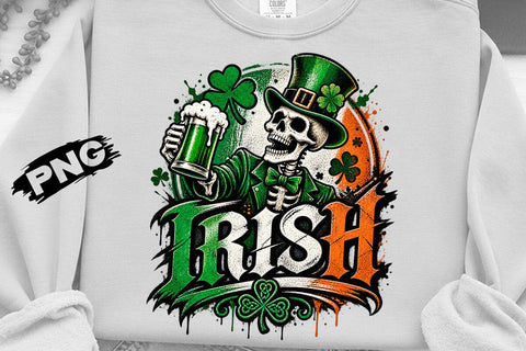 Irish St Patricks Day Skeleton Beer PNG SVG DesignDestine 