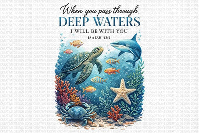 Isaiah 43 2 PNG Deep Waters Christian Scripture Sublimation SVG BillahCrafts 