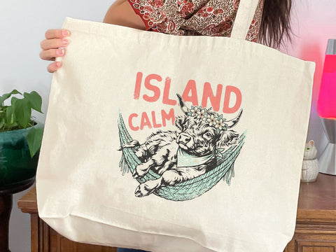Island Calm Highland Cow PNG, Cute Tropical Cow T-Shirt Design SVG DesignDestine 
