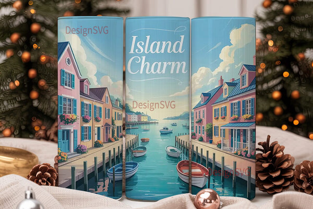 Island Charm 20oz Tumbler Wrap Sublimation DesignSVG 