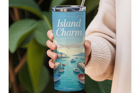 Island Charm 20oz Tumbler Wrap Sublimation DesignSVG 