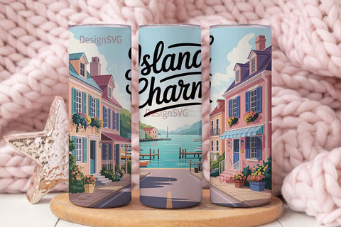 Island Charm 20oz Tumbler Wrap Sublimation DesignSVG 