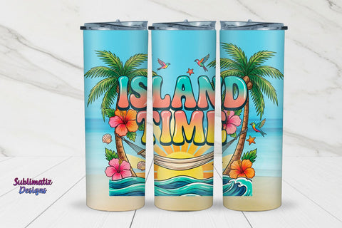 Island Time 20oz Skinny Tumbler Wrap | 20 oz Skinny Tumbler Wrap Sublimation Sublimatiz Designs 