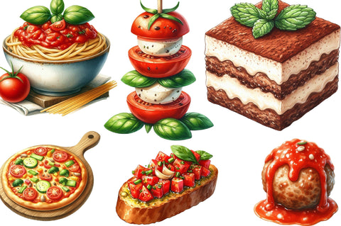 Italian Food Watercolor Clipart Sublimation SVGista 