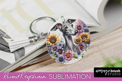 Italian Greyhound Keychain - Dog mom Floral Keychain Sublimation Design Sublimation OrangeBrushStudio 