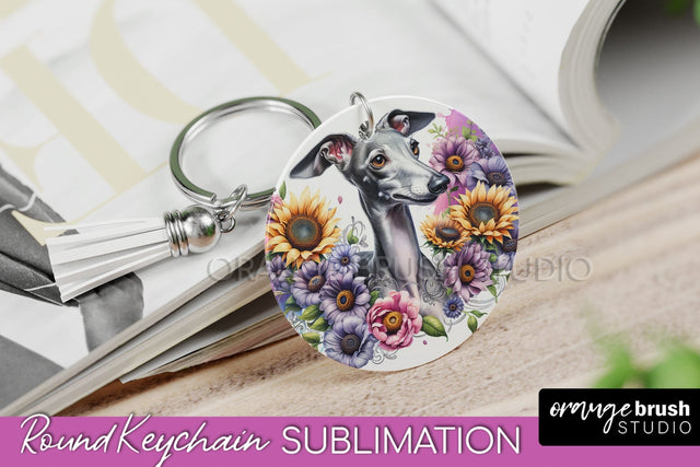Italian Greyhound Keychain - Dog mom Floral Keychain Sublimation Design Sublimation OrangeBrushStudio 