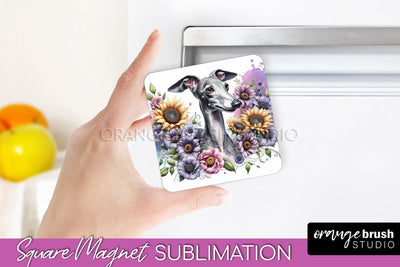 Italian Greyhound Magnet Sublimation - Dog Mom Floral Magnet PNG Design Sublimation OrangeBrushStudio 