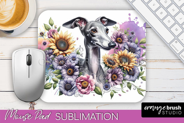Italian Greyhound Mouse Pad Design - Dog Mom Floral Mousepad Sublimation Sublimation OrangeBrushStudio 