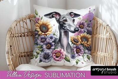 Italian Greyhound Pillow Cover - Dog Mom Floral Pillow Sublimation Sublimation OrangeBrushStudio 