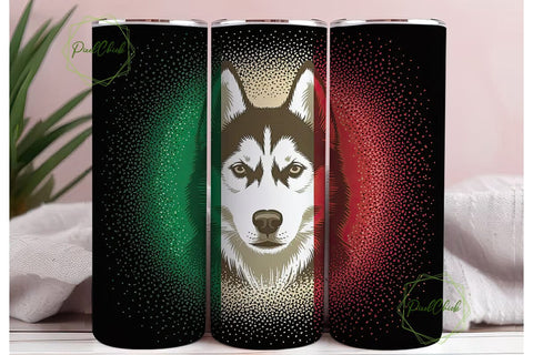 Italian Husky Glitter 20oz Tumbler Wrap Sublimation PixelChick 
