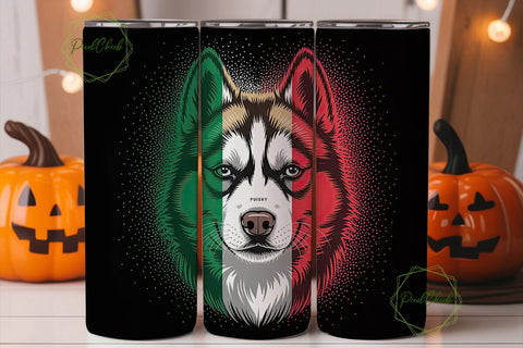 Italian Husky Glitter 20oz Tumbler Wrap Sublimation PixelChick 