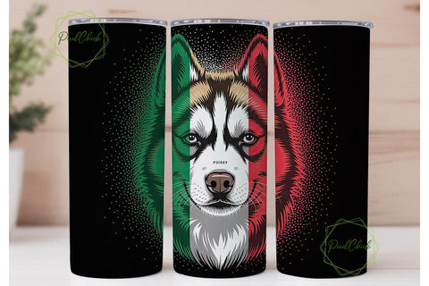 Italian Husky Glitter 20oz Tumbler Wrap Sublimation PixelChick 