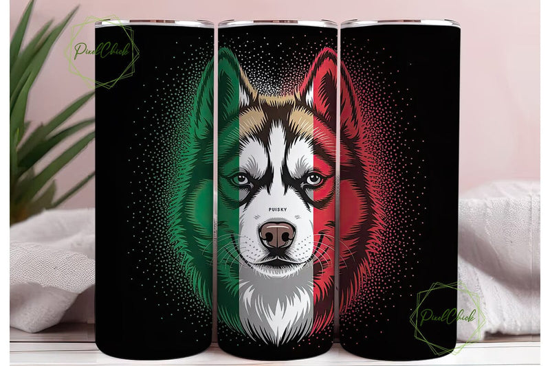 Italian Husky Glitter 20oz Tumbler Wrap Sublimation PixelChick 