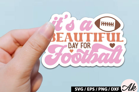 It's a beautiful day for football Retro Stickers SVG akazaddesign 