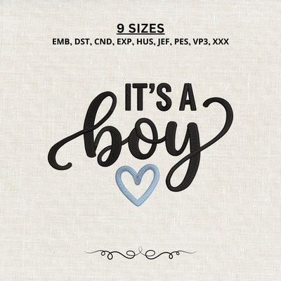 It’s a Boy Embroidery Design – Baby Boy Announcement Machine Embroidery File, Newborn Gender Reveal Heart Design Embroidery/Applique DESIGNS PatternFeed8 