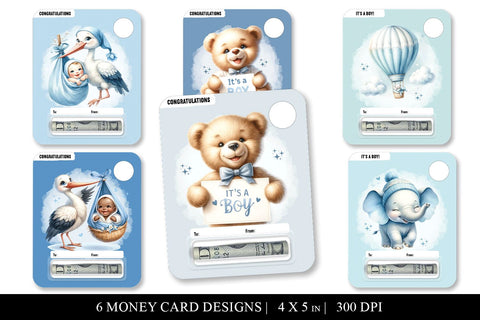 It's a Boy Money Card Print Then Cut PNG Designs Sublimation BijouBay 