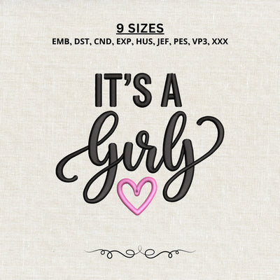 It’s a Girl Embroidery Design – Baby Girl Announcement Machine Embroidery File, Newborn Gender Reveal Heart Design Embroidery/Applique DESIGNS PatternFeed8 