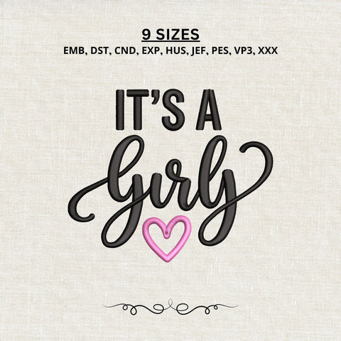 It’s a Girl Embroidery Design – Baby Girl Announcement Machine Embroidery File, Newborn Gender Reveal Heart Design Embroidery/Applique DESIGNS PatternFeed8 