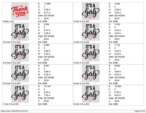 It’s a Girl Embroidery Design – Baby Girl Announcement Machine Embroidery File, Newborn Gender Reveal Heart Design Embroidery/Applique DESIGNS PatternFeed8 