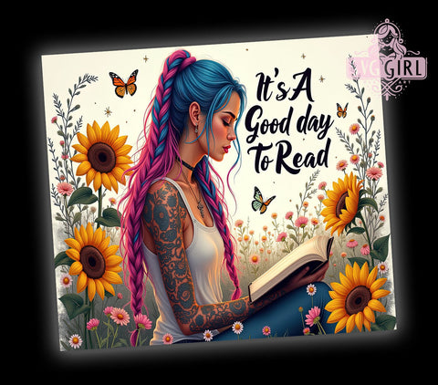 It's A Good Day To Read, Sunflower Books Tumbler, 20oz Tumbler Wrap, Sublimation PNG, Gift For Readers, Reading Lover Design, Digital Download Sublimation SvggirlplusArt 