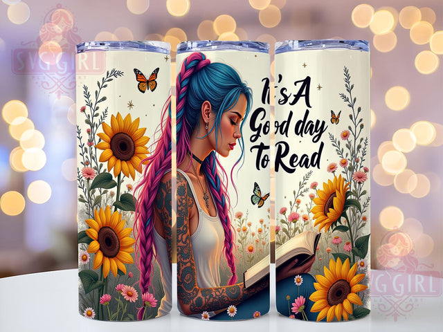 It's A Good Day To Read, Sunflower Books Tumbler, 20oz Tumbler Wrap, Sublimation PNG, Gift For Readers, Reading Lover Design, Digital Download Sublimation SvggirlplusArt 