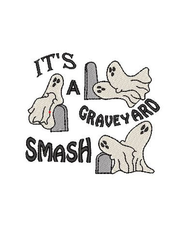 Its a graveyard smash Halloween ghost Embroidery Design 4 Sizes - File formats in pes,dst,jef,xxx,exp,vip,vp3, funny, boo, edgy, prank Embroidery/Applique DESIGNS AestheticdesignsE 