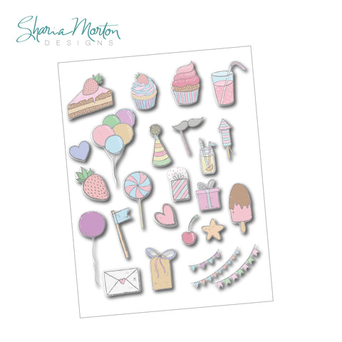 It’s a Party Sticker Sheet SVG Sharia Morton Designs 