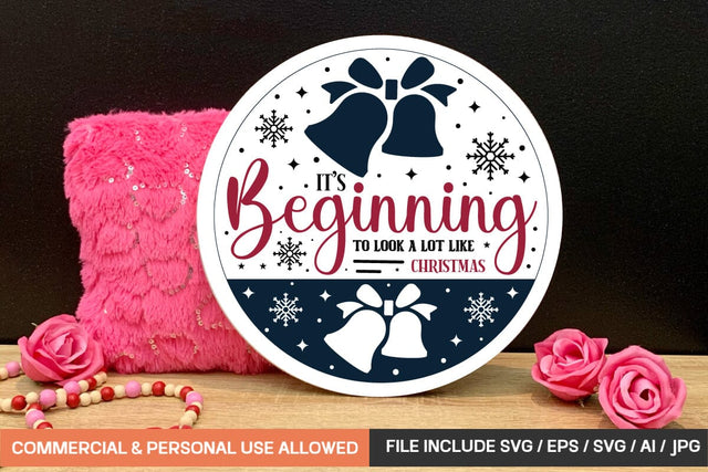 It's Beginning To Look A Lot Like Christmas Round Sign Bundle/ farmhouse porch sign design,SVGs,Quotes and Sayings,Food & Drink,On Sale, Print & Cut SVG designmaster24 