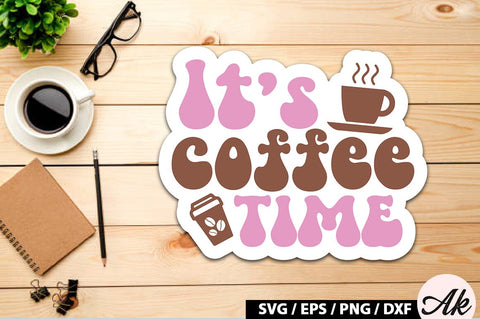 It's coffee time Retro Sticker SVG akazaddesign 