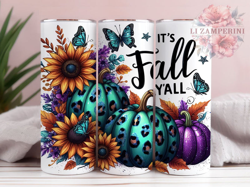 It's Fall Y'all 20 oz Skinny Tumbler Sublimation Design, Straight ...