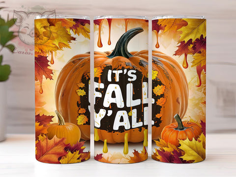 It's Fall Y'all 20oz Tumbler, Straight & Tapered, Pumpkin Sublimation Tumbler Png, Digital Download PNG Sublimation Lara' s Designs 