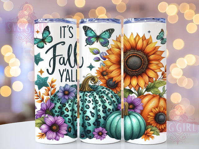 Its Fall Yall 20oz Tumbler Wrap Sublimation Design, Straight Tapered Tumbler Wrap, Fall Vibes Tumbler Png, Instant Digital Download Sublimation SvggirlplusArt 