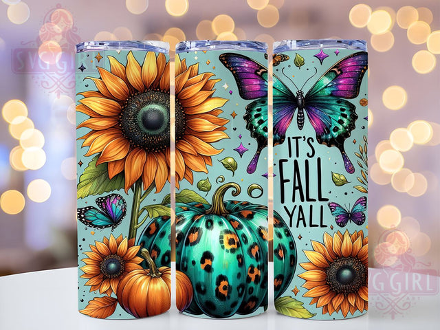 Its Fall Yall 20oz Tumbler Wrap Sublimation Design, Straight Tapered Tumbler Wrap, Fall Vibes Tumbler Png, Instant Digital Download Sublimation SvggirlplusArt 