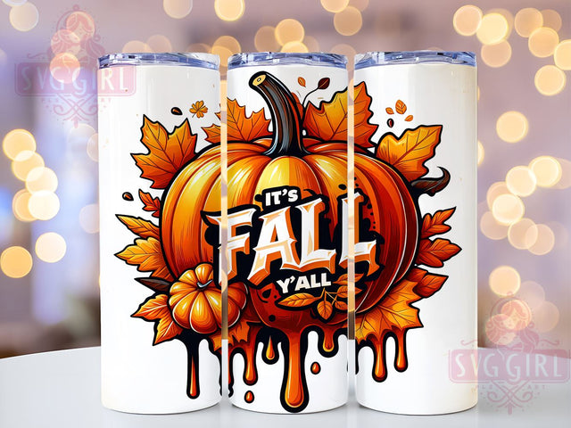 It's Fall Y'all 20oz Tumbler Wrap Sublimation Design, Straight Tapered Tumbler Wrap, Pumpkins Fall Tumbler Png, Instant Digital Download Sublimation SvggirlplusArt 