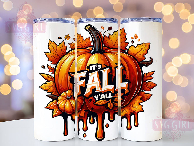 It's Fall Y'all 20oz Tumbler Wrap Sublimation Design, Straight Tapered Tumbler Wrap, Pumpkins Fall Tumbler Png, Instant Digital Download Sublimation SvggirlplusArt 