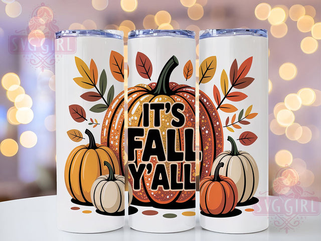 It’s Fall Y’all Pumpkin Spice Tumbler, Pumpkin Tumbler Wrap, Fall Mug Design, 20oz Sublimation, Autumn Pumpkin Cup, Fall Yall Wrap, Pumpkin Spice Tumbler Sublimation SvggirlplusArt 