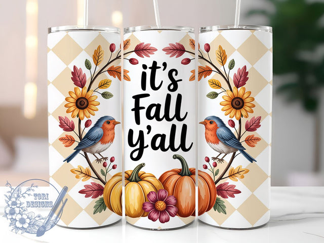 It’s Fall Y’all Pumpkin Tumbler Wrap, Pumpkin Fall Wrap, 20oz Sublimation, Autumn Pumpkin Cup, Fall Season Mug, Cozy Fall Tumbler, Thanksgiving Drinkware Sublimation ToriDesigns 