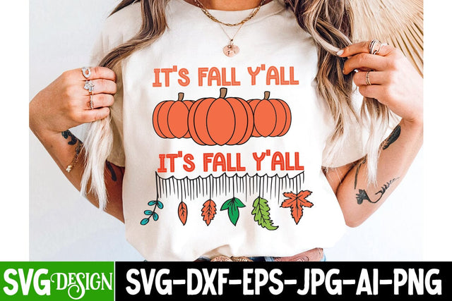 It’s Fall Y’all SVG Design ,Fall Svg Design,Thanksgiving Svg Design,Autumn Svg Design,Fall Round Sign Svg ,Fall Shirt Design,Fall Sublimation Design SVG BlackCatsMedia 