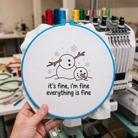 It's Fine I'm Fine Everything Is Fine Embroidery Design – Funny Melting Snowman Winter Humor Machine Embroidery File Embroidery/Applique DESIGNS PatternFeed8 
