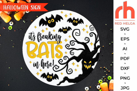 It's Freaking Bats in Here SVG, Halloween Door Sign Cut File SVG RedHelgaArt 