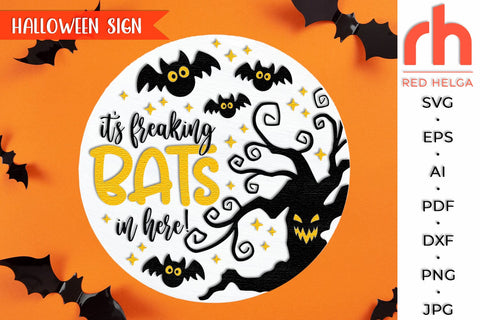 It's Freaking Bats in Here SVG, Halloween Door Sign Cut File SVG RedHelgaArt 