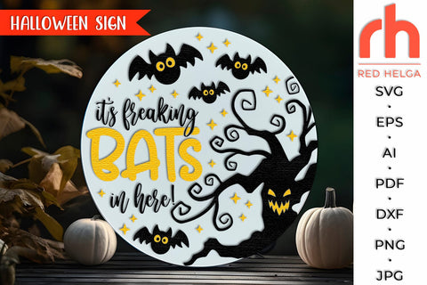 It's Freaking Bats in Here SVG, Halloween Door Sign Cut File SVG RedHelgaArt 